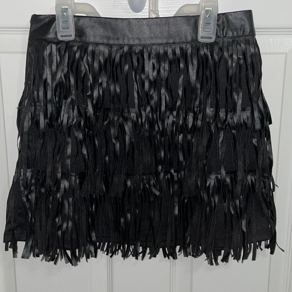 Black Shein Fringe Skirt Size S